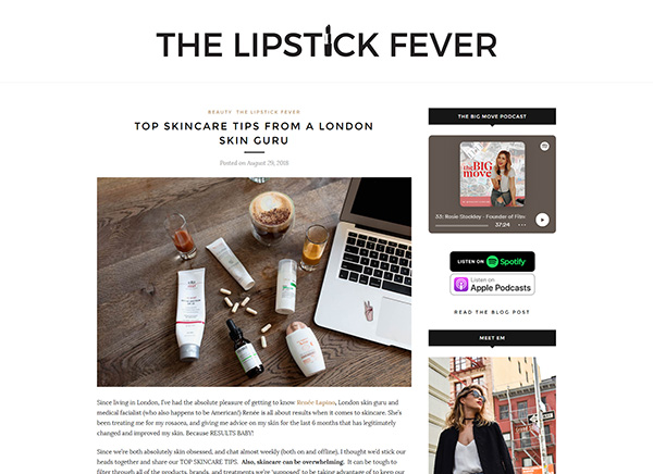 The Lipstick Fever - Top Skincare Tips From a London Skin Guru